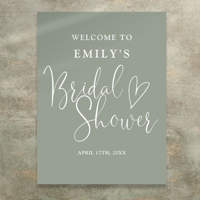 Sage Green Script Bridal Shower Welcome Sign (Sage Green Script Bridal Shower Welcome Sign)