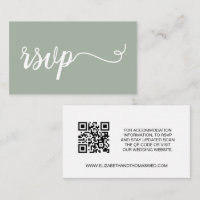 Sage green script Details Wedding website QR code