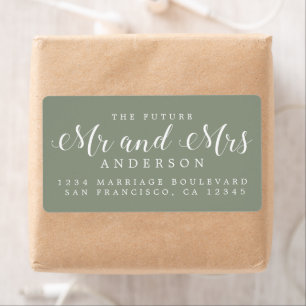 Sage Green Script Future Mr Mrs Return Address