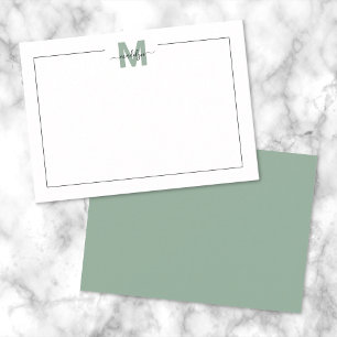 Sage Green Script Minimalist Monogram Card
