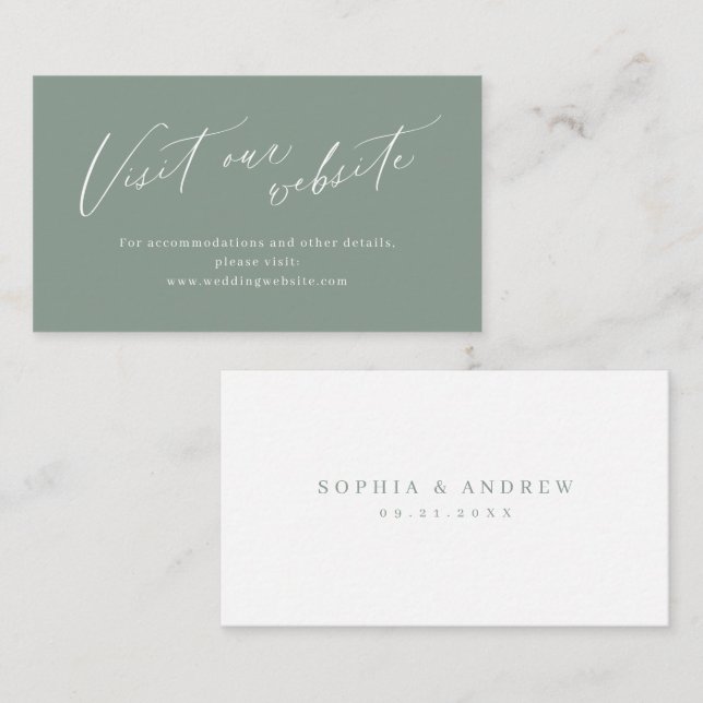 Sage Green script minimalist website Insert card (Front/Back)