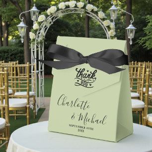 Sage Green Script Minimalist Wedding Favour Box