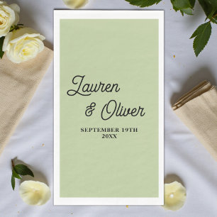 Sage Green Script Minimalist Wedding Napkin