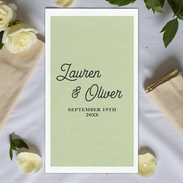 Sage Green Script Minimalist Wedding Napkin (Creator Uploaded)