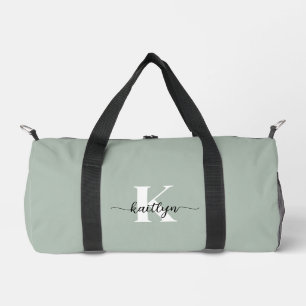 Sage Green Script Monogram Duffle Bag