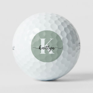 Sage Green Script Monogram Golf Balls
