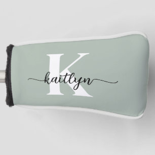 Sage Green Script Monogram Golf Head Cover