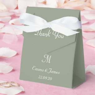 Sage Green Script Monogram Wedding Thank You Favour Box