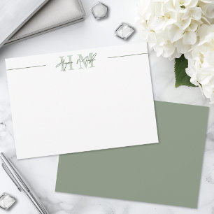 Sage Green Script Name Monogram Card