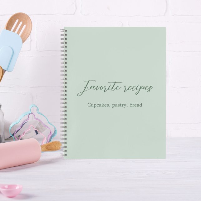 Sage green script recipes cookbook notebook (Creator Uploaded)
