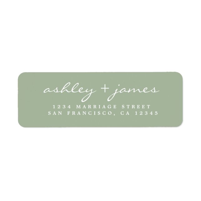 Sage Green Script Return Address Label (Front)
