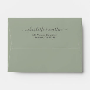 Sage Green Script Return Address Wedding A6 4x6 Envelope