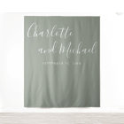 Sage Green Script Wedding Photo Booth Backdrop