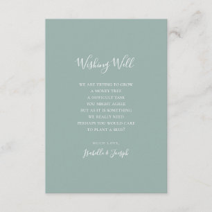 Sage Green Script Wedding Wishing Well Card