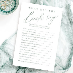 Sage green script what did the bride say game