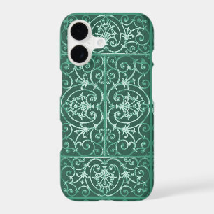 Sage green scrollwork pattern