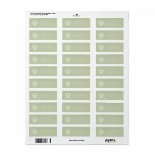 Sage Green Seashell Coastal Wedding Return Address Label