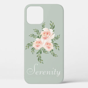 Sage Green Serenity Modern Watercolor Typography iPhone 12 Pro Case