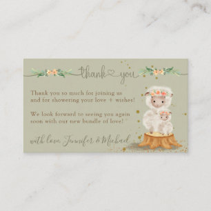 sage green Sheep Baby Shower New Mummy Thank You Enclosure Card