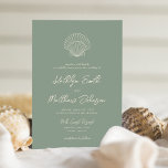 Sage Green Shell Beach Ocean Destination Wedding Invitation<br><div class="desc">Sage Green Modern Ivory Shell Beach Ocean Destination Wedding Invitation Card. Celebrate your special day with this elegant and beautiful wedding invitation card to beautify your special occasion. All the texts are pre-arranged for you to personalise easily and quickly with your own details. If you need further customisation or matching...</div>