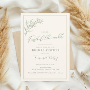 Sage Green Shes Fresh Off the Market Bridal Shower Invitation