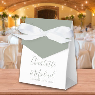 Sage Green Signature Script Elegant Wedding Favour Box