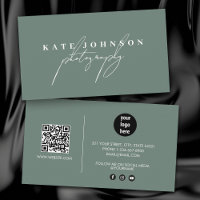 Sage Green Signature Script QR Code Social Media