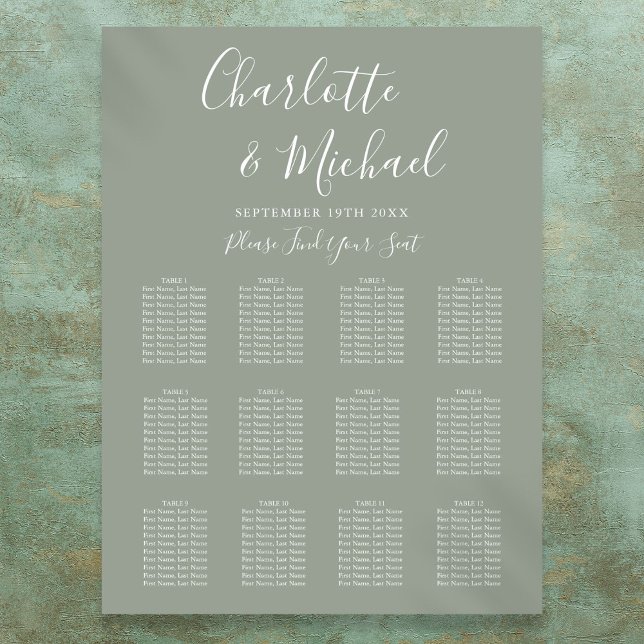 Sage Green Signature Wedding Seating Chart (Sage Green Signature Wedding Seating Chart)