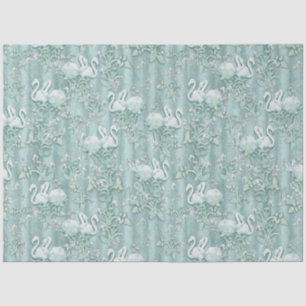 Sage Green Silk Drapes & Flamingos Flowers Tissue Paper