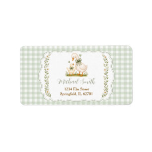 Sage Green Silly Goose Baby Shower Floral Address Label