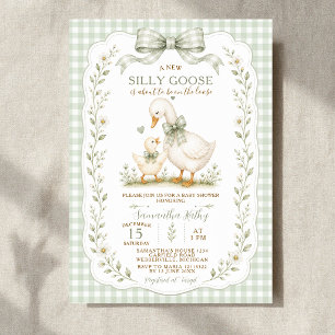 Sage Green Silly Goose Baby Shower Neutral Invitation