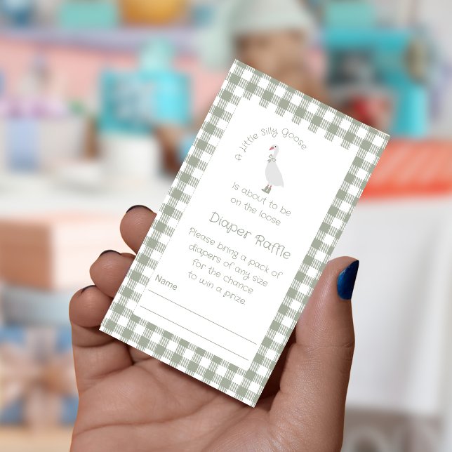 Sage Green  Silly Goose Diaper Raffle Ticket  Enclosure Card (Creator Uploaded)