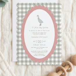 Sage Green Silly Little Goose Baby Shower QR Code Invitation