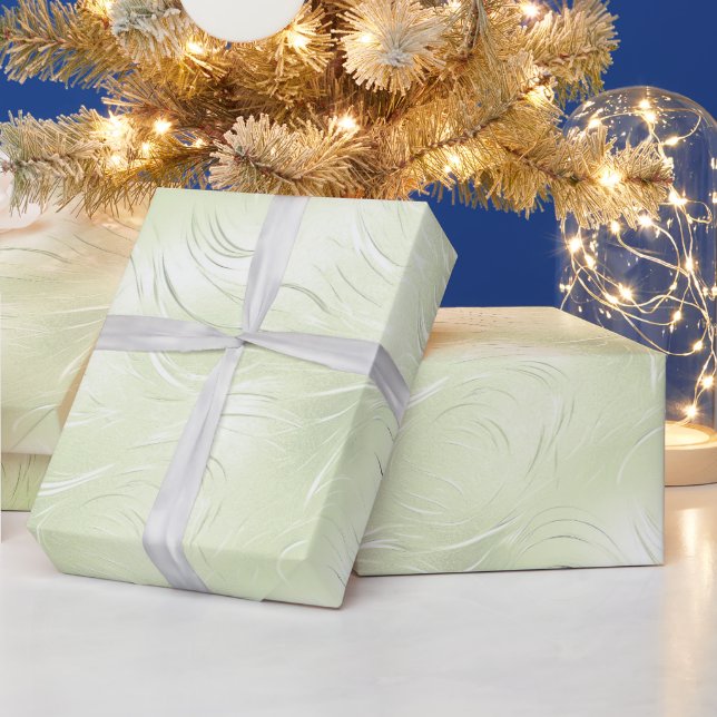 Sage Green Silvery Christmas Wrapping Paper (Holidays)