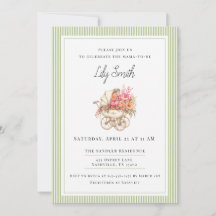 Sage Green Simple Baby Shower Invitation 