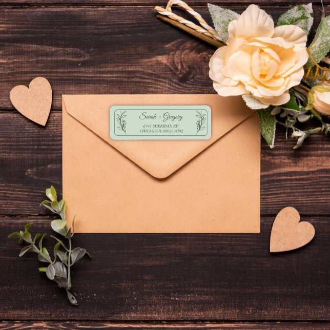 Sage Green Simple Boho Floral Return Address Label (Creator Uploaded)