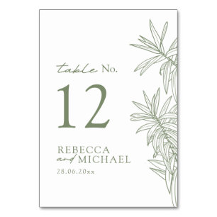 Sage Green Simple Botanical Table Number