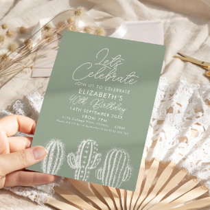 Sage Green Simple Cactus Invitation