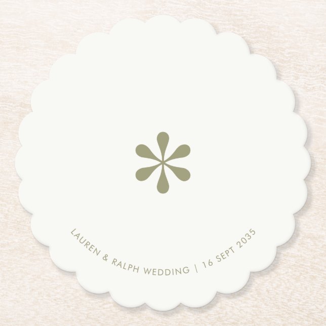 Sage Green | Simple Chic Couple Paper Coaster (Front)