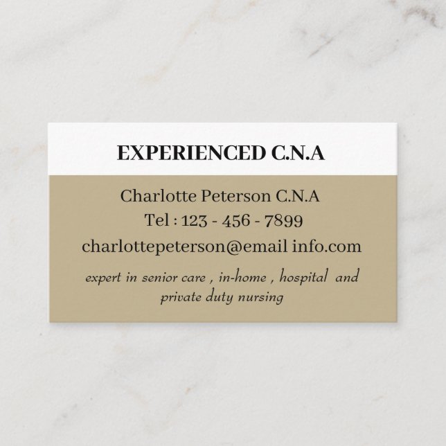 Sage Green Simple CNA  Business Card (Front)