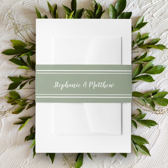 Sage Green Simple Elegant Minimalist Wedding Invitation Belly Band (Creator Uploaded)