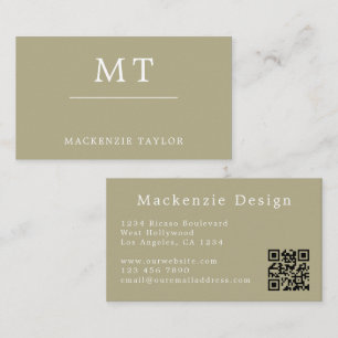 Sage Green Simple Elegant Professional QR Code Business Card