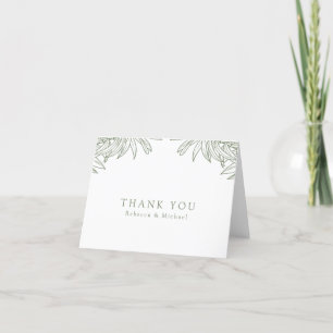 Sage Green Simple Hand Drawn Botanical Folded Thank You Card