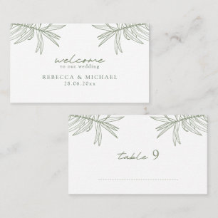 Sage Green Simple Hand Drawn Botanical Place Card
