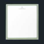 Sage Green | Simple Heart Personalised Notepad<br><div class="desc">This custom notepad features a simple colour edge and a cute heart. Personalise the text with your name or any text. This personalised notepad will be a perfect gift for a teacher,  friends or yourself. More designs are available at my shop BaraBomStudio. Thank you!</div>