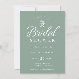 Sage Green Simple Minimal Bridal Shower Invitation