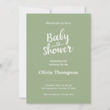 Sage Green Simple Minimalist Cute Baby Shower