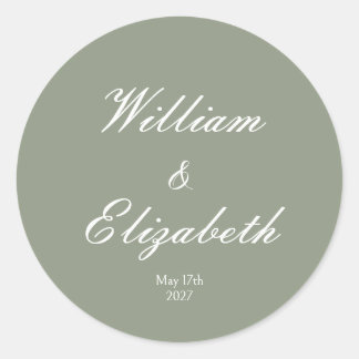 Sage Green Simple Minimalistic Wedding Sticker