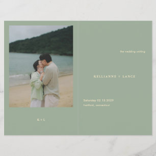 Sage Green Simple Modern Budget Wedding Program Flyer