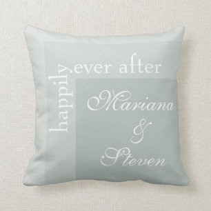 Sage Green Simple Modern Chic Script Wedding Cushion